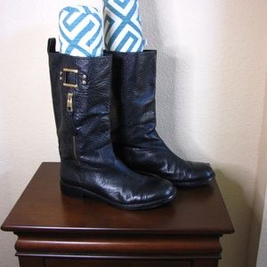 Tory Burch Black Leather Moto Boots 9.5M